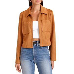 Bagatelle Faux Suede Zip Front Cropped Jacket, Size XL